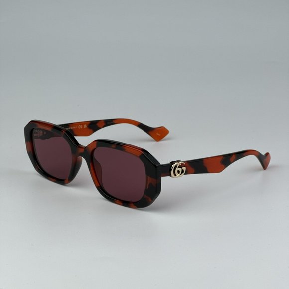 Gucci GG1535S 005 BRAND NEW Sunglasses Orange Havana Violet Women Geometric - Picture 8 of 11
